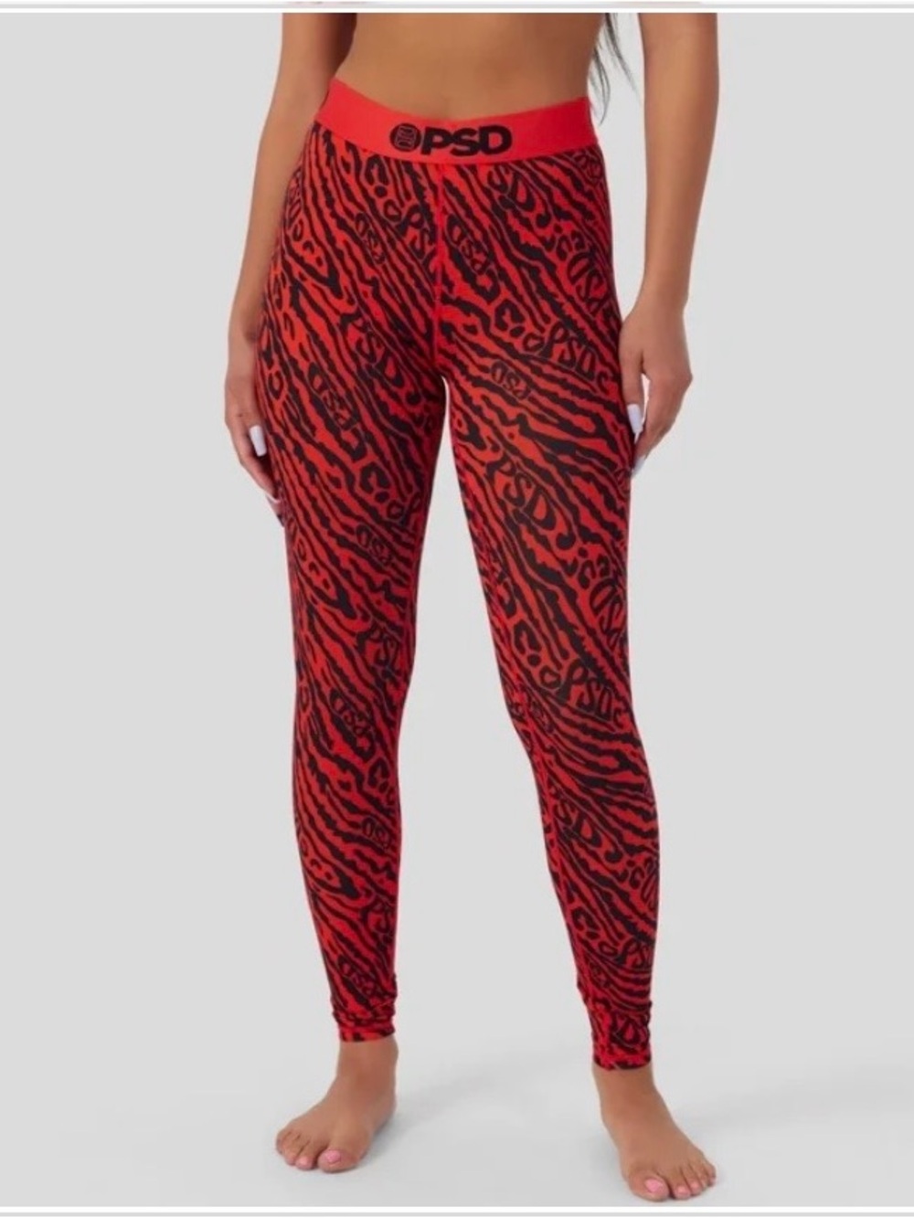 PSD Red & Black Zebra-Pattern Leggings